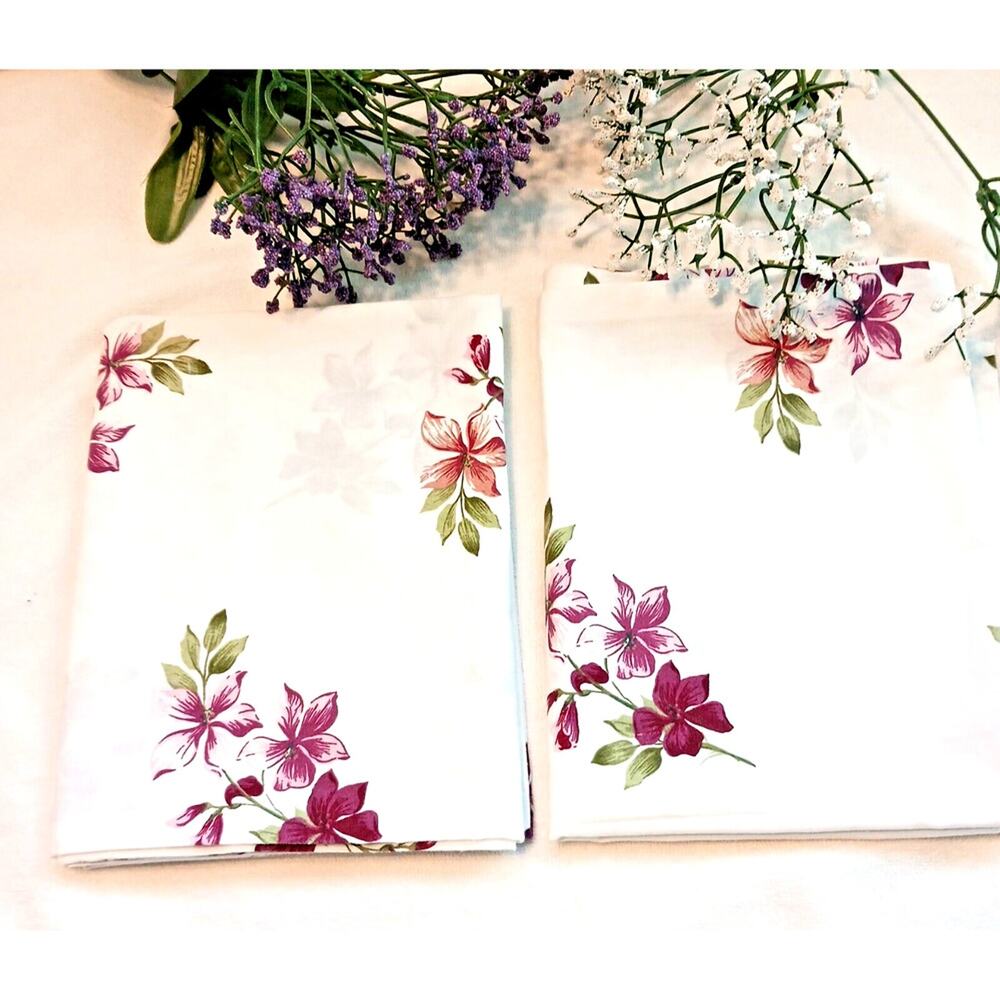 2 Bed‎ Pillow Cases Vintage Floral French Country VIOLETS Cottage Farm Romantic